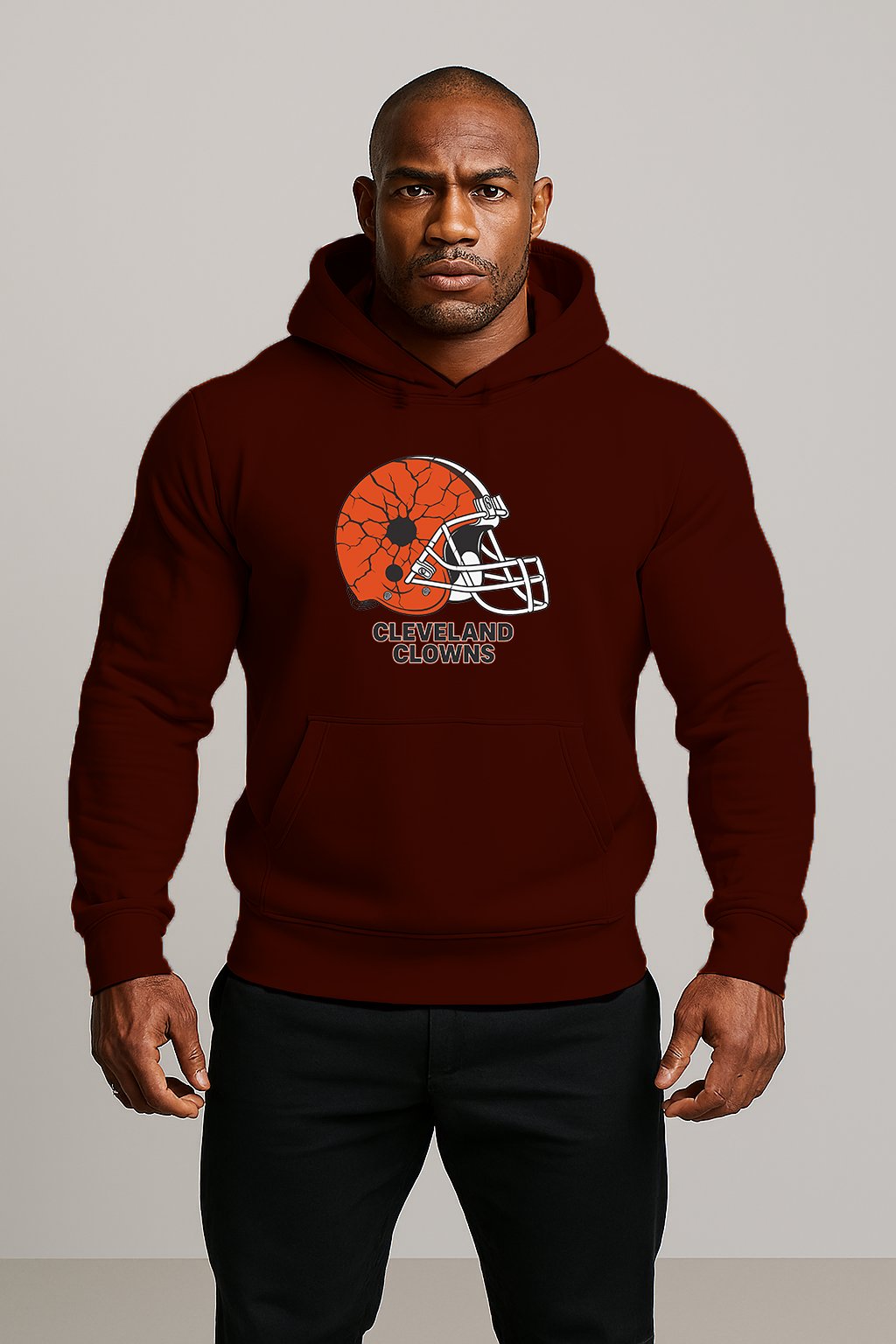 Cleveland Clowns Football Helmet Hoodie — Vintage Sports Fan Pullover