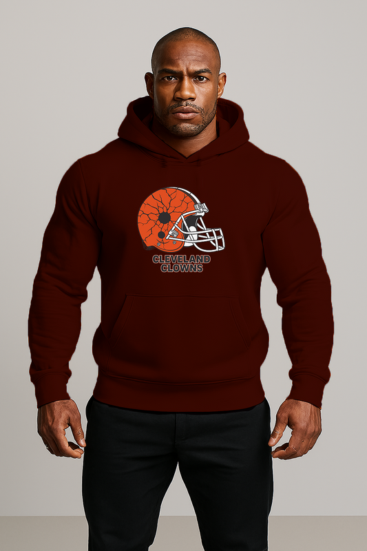 Cleveland Clowns Football Helmet Hoodie — Vintage Sports Fan Pullover